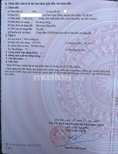 Bán nhà cấp 4, 7x20, Thới Tam Thôn, SHR, Giá 1 tỷ 150.