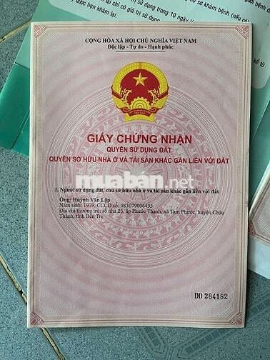 Đất sổ đỏ 641.9m2 Phước Hậu, Tam Phước, Châu Thành, Bến Tre