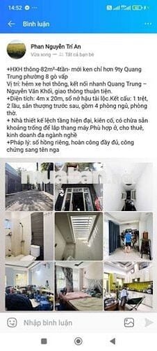 Hxh thông-80m²-4tần-4pn-mớiken Quang Trung phường 8 gò vấp chỉ hơn 9ty