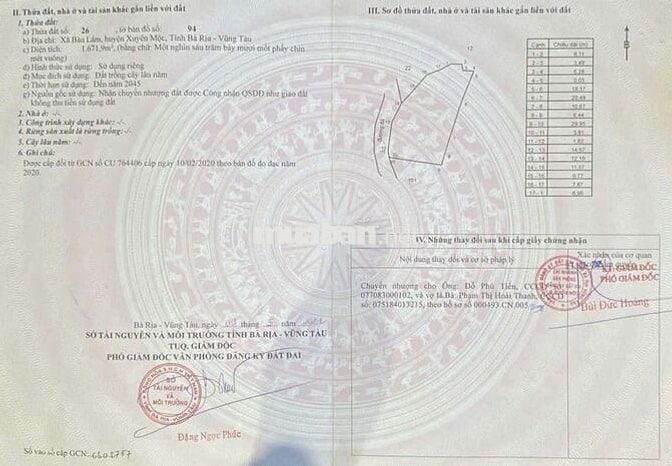 CẦN TIỀN XOAY VỐN NÊN BÁN 1670M2 ĐẤT BÀU LÂM, XUYÊN MỘC, BR-VT
