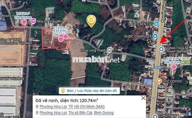 CHÍNH CHỦ CẦN BÁN NỀN MẶT TIỀN THỔ CƯ HOÀ LỢI BÌNH DƯƠNG