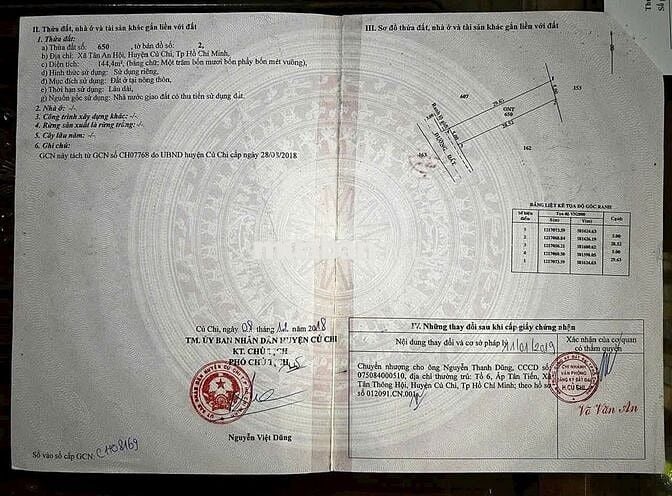 Bán Đất Củ Chi : 5x29 - 100% Thổ Cư - Tân An Hội. Giá 980 triệu