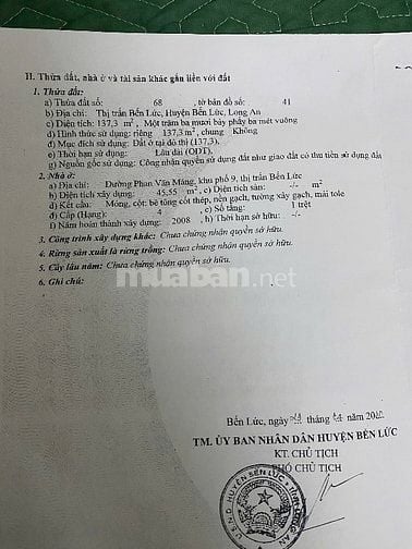 Chính chủ bán nhà đường Phan văn Mảng bến lức