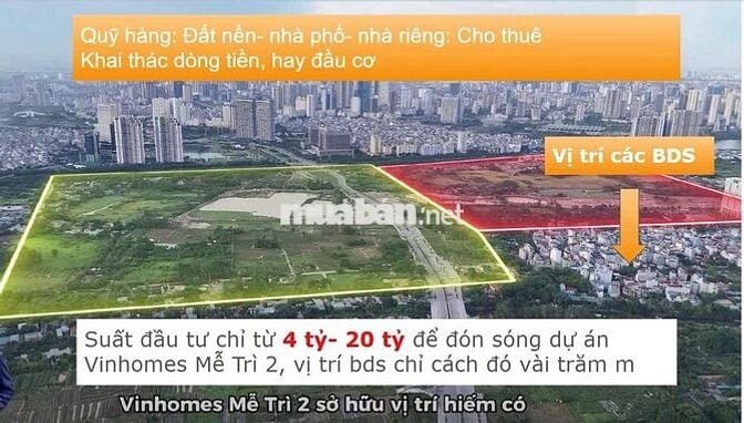 Đón sóng đầu cơ dự án Vinhomes Mễ Trì2,Nam Từ Liêm Suất đầu tư từ 4 tỷ