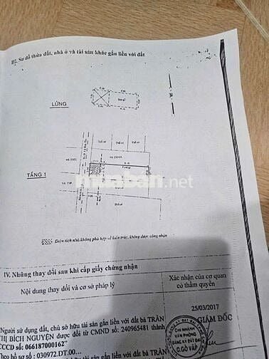 Bán nhà Gác lững, Hẻm thông, 3,1 x 12 sổ riêng, 3 tỷ 660tr bl