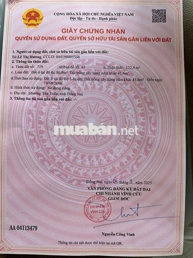 Đất mặt tiền Hương lộ 15, Phường Tân Triều
