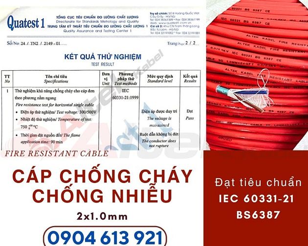 Cáp chống cháy chống nhiễu 2x1.0 + E+ GFT 