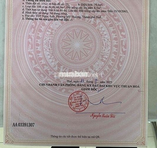 ĐẤT KIỆT OTO NGỌC ANH, 75m2 1,7 ty , Kiệt rộng