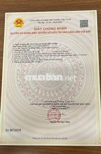 ĐẤT MẶT TIỀN KINH DOANH TÂN HIỆP 16,DT:104m2,SỔ HỒNG RIÊNG,CHỈ 3.5 TỶ