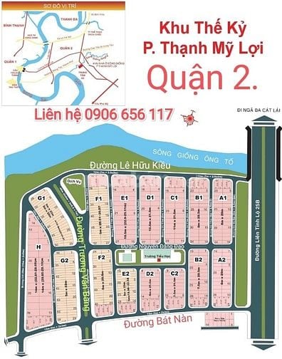 Bán đất khu Thế kỷ 21.Quận 2.Gần sông Gồng.DT 7.5x20.5m.Giá 160 tr/m2.