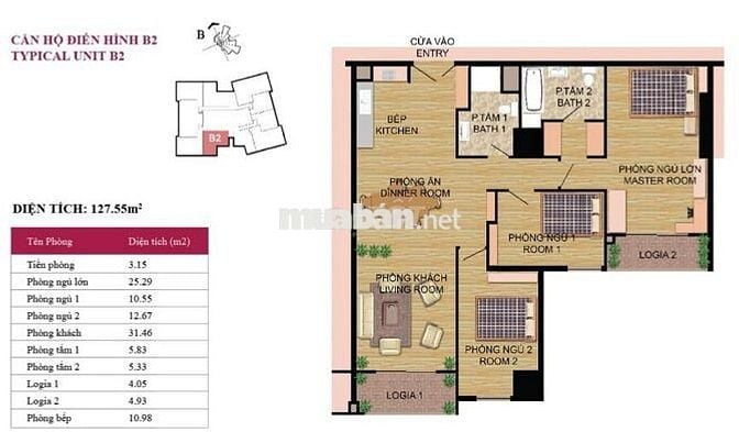 Bán, chuyển nhượng căn hộ 3 ngủ tòa Hado Parkview, công viên Cầu Giấy