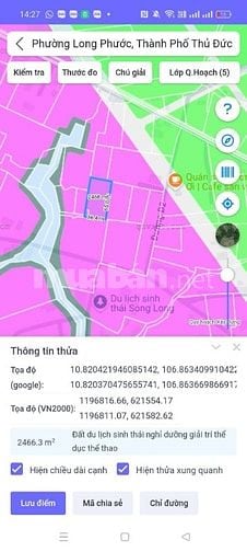 Chính chủ Bán đất MT 2500m2 sát KDL Song Long, đường D1, Q9 giá 15.2tr