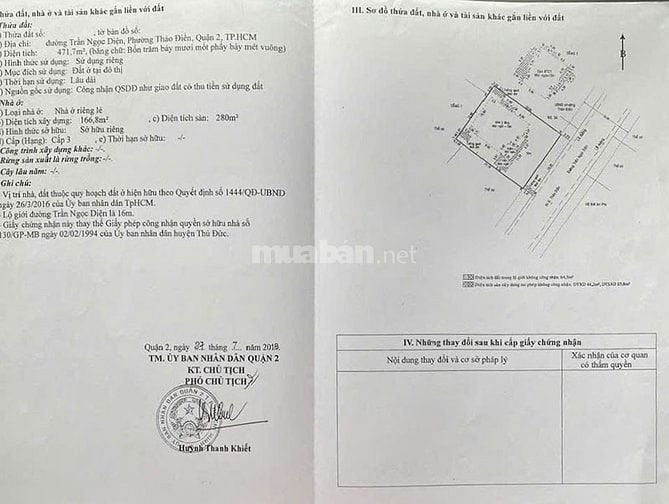Bán đất Trần Ngọc Diện Thảo Điền, diện tích lớn 471m², sổ hồng riêng