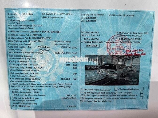 Toyota Innova 2015 2.0E bstp xe đẹp giá rẻ
