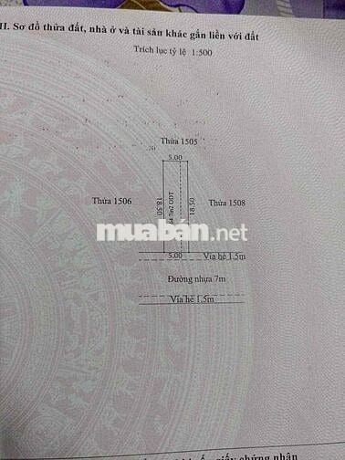ĐẤT SỔ ĐỎ 92.5m2 thổ cư 64.7m2.  Bình Hoà 11, Bình Dương
