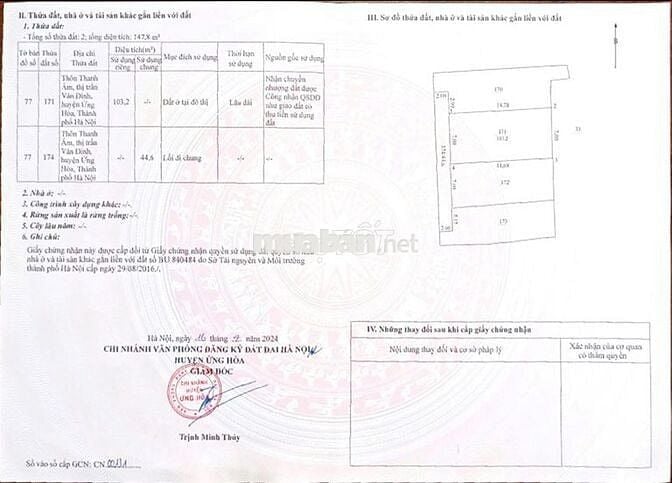 CHÍNH CHỦ BÁN LÔ ĐẤT TẠI Thị Trấn Vân Đình - Ứng Hòa - Hà Nội
