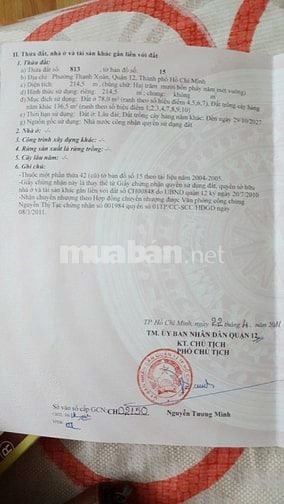 ĐẤT THẠNH XUÂN 52. DT: 6 X 35M2. GIÁ: 5.99 TỶ