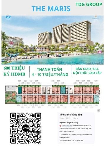 Bán gấp condotel The Maris Vũng Tàu, 600 triệu, 50m2, 2PN, 2WC