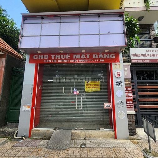 Cho thuê mặt bằng: Mặt tiền 77 đường Cao Thắng, phường Bàn Cờ (P3,Q3) 