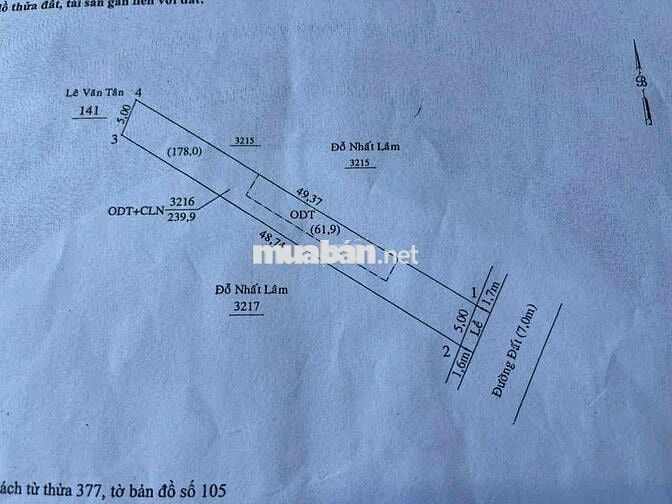 ĐẤT HIỆP AN BÌNH DƯƠNG 5x49 THỔ CƯ 61M. 1/ PHAN ĐĂNG LƯU