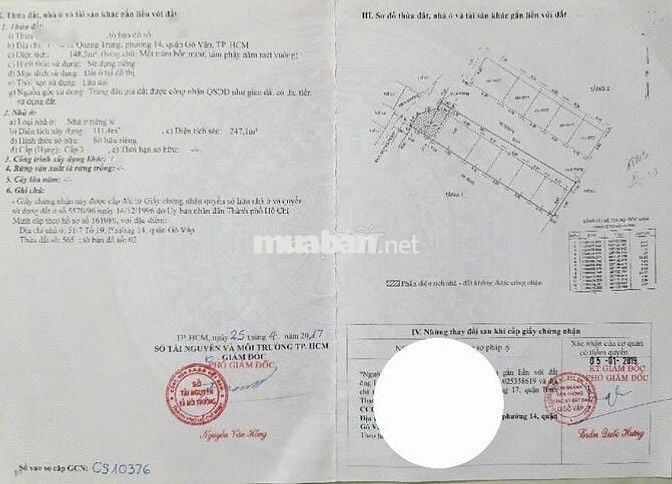 HÀNG HIẾM QUANG TRUNG, P14 (P. AN HỘI TÂY) NGANG 6M,  VND: 8.6 TỶ TL.