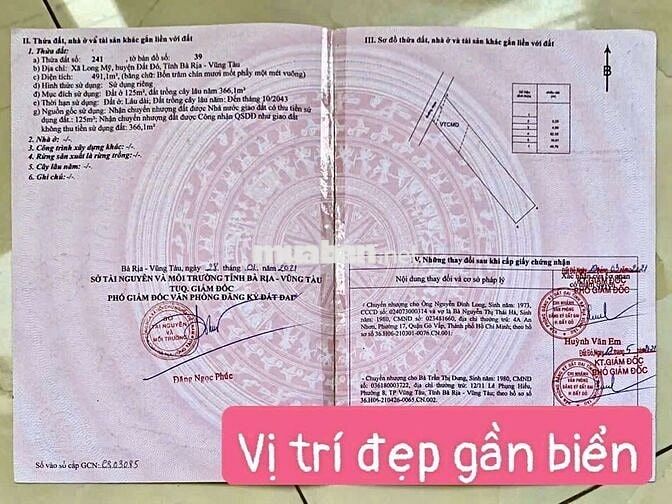 Bán Đất Biển Phước Hải 500m2 Khu Toàn Nhà Vườn Siêu Đẹp - Dân Cư đông