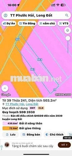 Bán Đất Biển Phước Hải 500m2 Khu Toàn Nhà Vườn Siêu Đẹp - Dân Cư đông