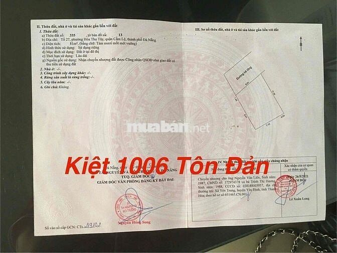 Lô đất 81m ngang 8m kiệt otto cách đường chính 40m