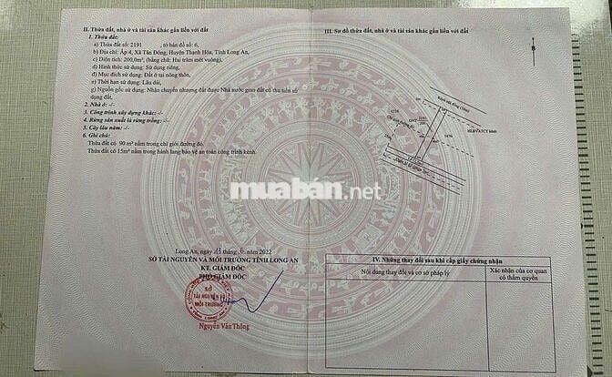Bán đất thổ ,lúa full nền mặt tiền ql 62 xã Tân Đônghuyện Thạnh Hóa LA