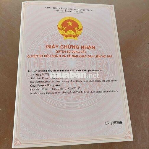 Đất mặt tiền đường hồ chí minh 1000m2 minh thành chơn thành bình phuoc