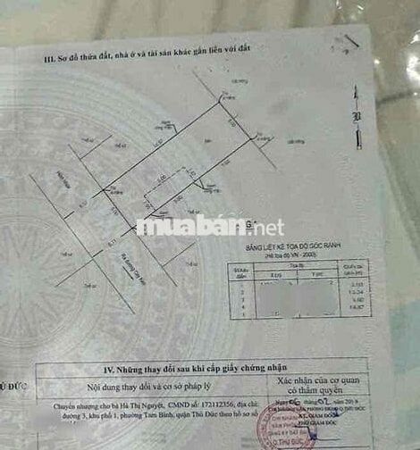 Bán đất hẻm 55 Cây keo 5m dài 15m vuông vức Thủ Đức