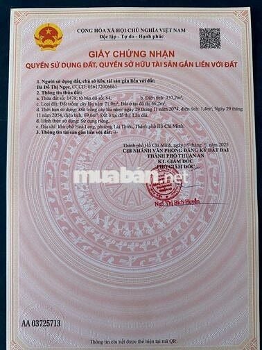 ĐẤT LÁI THIÊU TIỆN ĐI LÀM SÀI GÒN
Diện Tích. 5,5 x 19 = 105m²