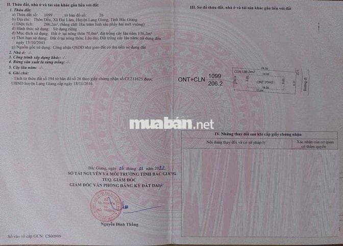 Đất Lạng Giang. KCN Đại Lâm, Đất Gia Đình Cần Bán