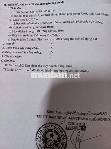 Bán đất tại Xã Tiến Hưng, Đồng Xoài, Bình Phước, 21 tỷ, 15637 m2