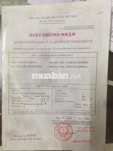 Nhà hẻm ô tô tận nhà khu Bàu Cát Quận Tân Bình