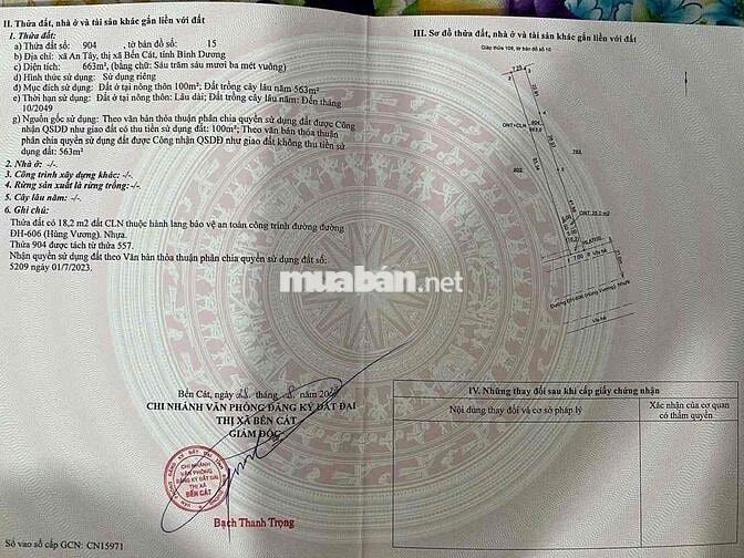 Đất An Tây mặt tiền Hùng Vương ngay đèn xanh đỏ.19,7x94 có giá tốt