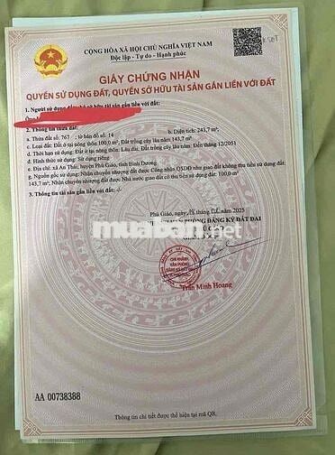 chính chủ cần bán lô đất mặt tiền nhựa ngay trung tâm xã an thái