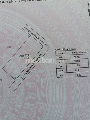 Bán giá vốn thửa đất 2 Mặt Tiền - DT 360m2 - Đường Nhựa 5M