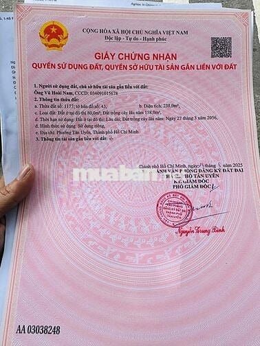Bán lô đất p.Tân Uyên, tp.HCM chi nhánh Bình Dương