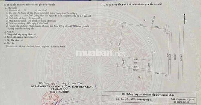 Bán Gấp Lô Đất Thổ Cư xã Tân điền huyện.gò công đông tiền giang