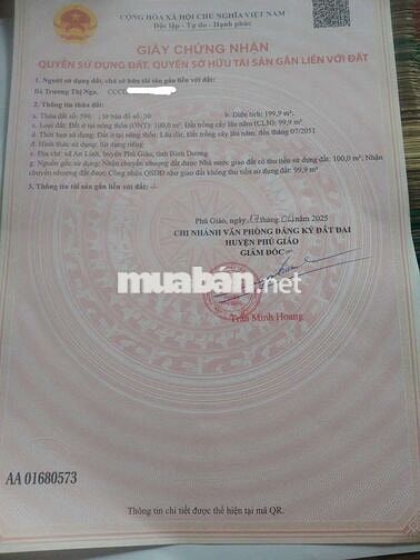 Bán đất ngộp bình dương. DT 199m2 . Thổ cư 100. Giá 480 tr