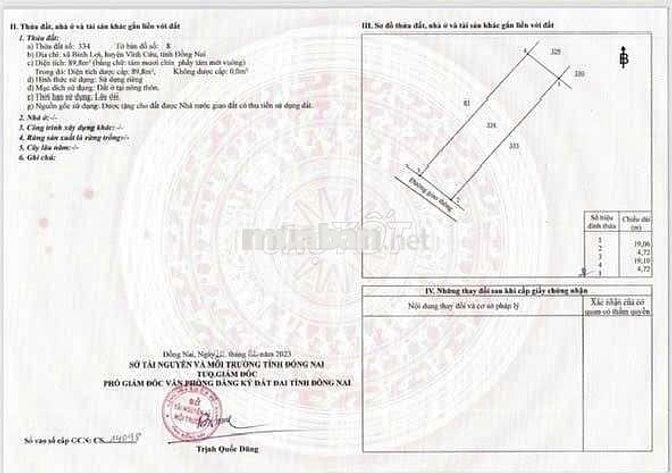 Đất sổ riêng thổ cư Phường Tân Triều
