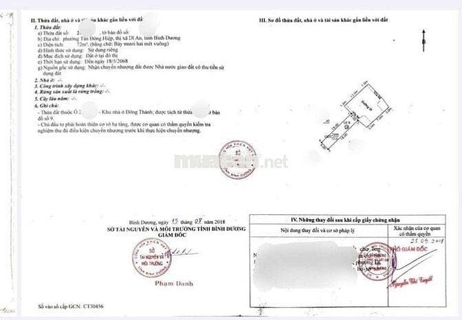 Đất gần ngã Tư Chiêu Liêu phường Tân Bình Tp Dĩ An