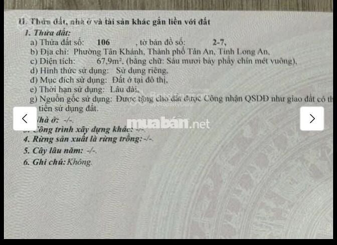 Bán đất đường Hoàng Anh, Tân An, Long An 750 triệu, SHR, full thổ cư