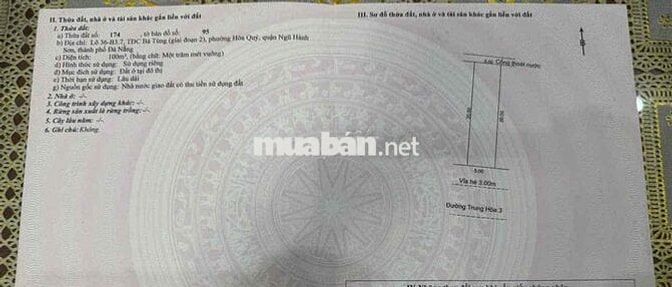Bán đất Bá Tùng- Hoà Quý đường Trung Hoà 3 giá 3tỷ820