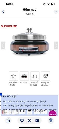 Bán nồi lẩu sunhouse SHD 4526 mới 