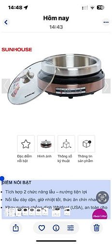 Bán nồi lẩu sunhouse SHD 4526 mới 