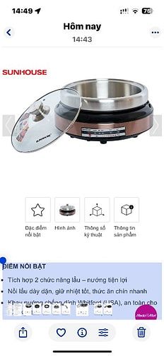 Bán nồi lẩu sunhouse SHD 4526 mới 