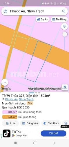 Cần bán 1504m2 đất trồng cây lâu năm (QH đất ở nông thôn) giá 2,5tr/m