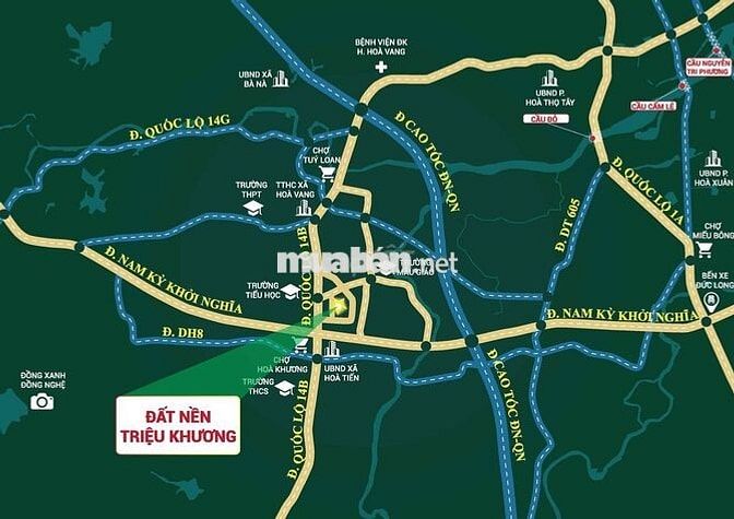 Bán 6 lô đất nền ngay uỷ ban Hoà Vang, nằm sát trục QL14B cách 50m